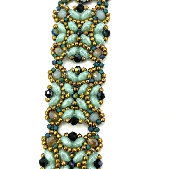 Hand Crafted Victorian Bracelet Aqua and Bronze - Picture 5 of 10